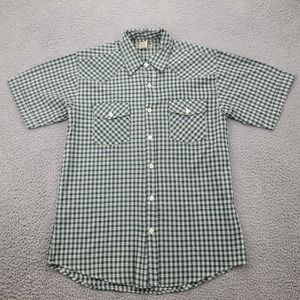 Silverstone Shirt Mens Medium Green Western‎ Work Short Sleeve Button Up